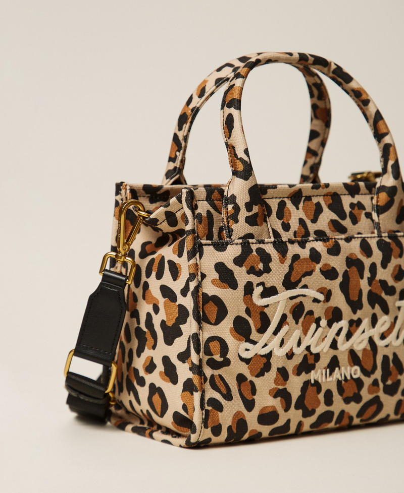 Borsa shopper in canvas animalier Stampa Maculata Donna 261TB7290_03537_02