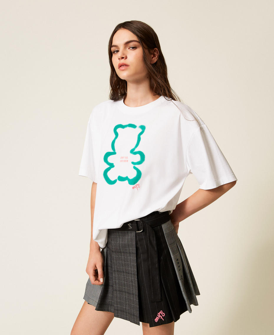 MYFO oversized T-shirt with print Papers/Green Garden Bear Woman 252AQ2120_12965_01