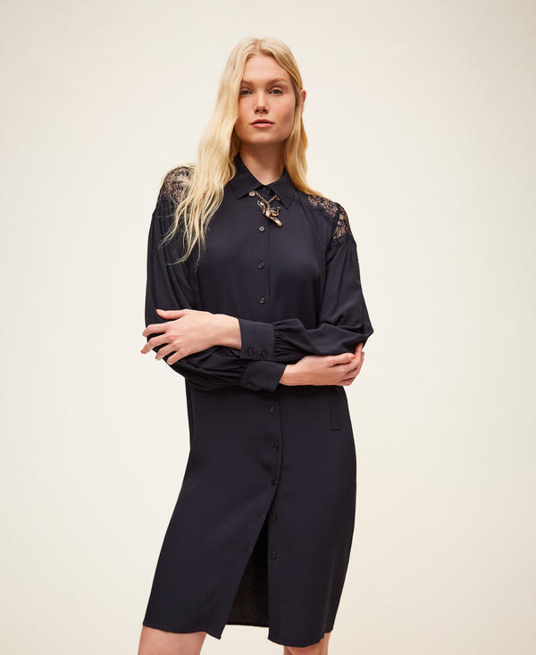 Платье миди из жоржета и кружева