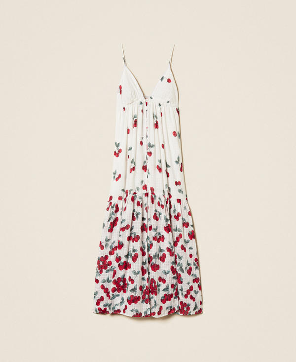 Long jacquard dress with print