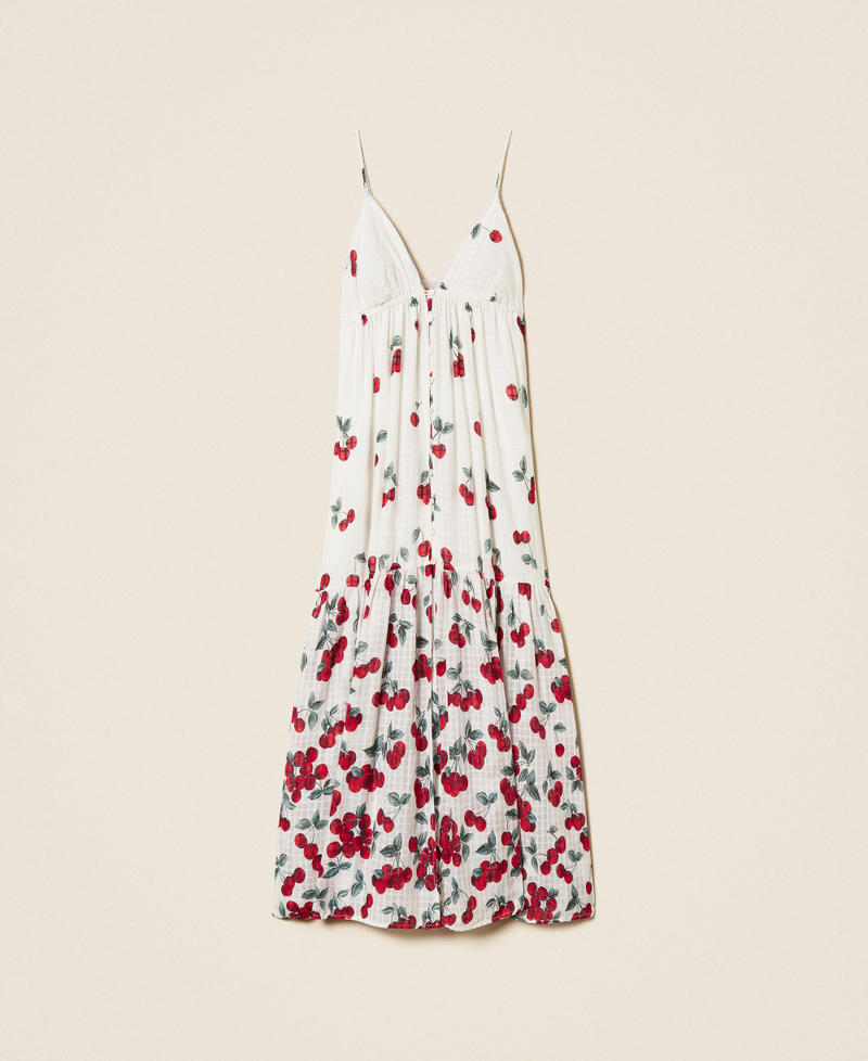Long jacquard dress with print White/Red Cherries Degrad&egrave; Woman 261TT2600_13503_S0