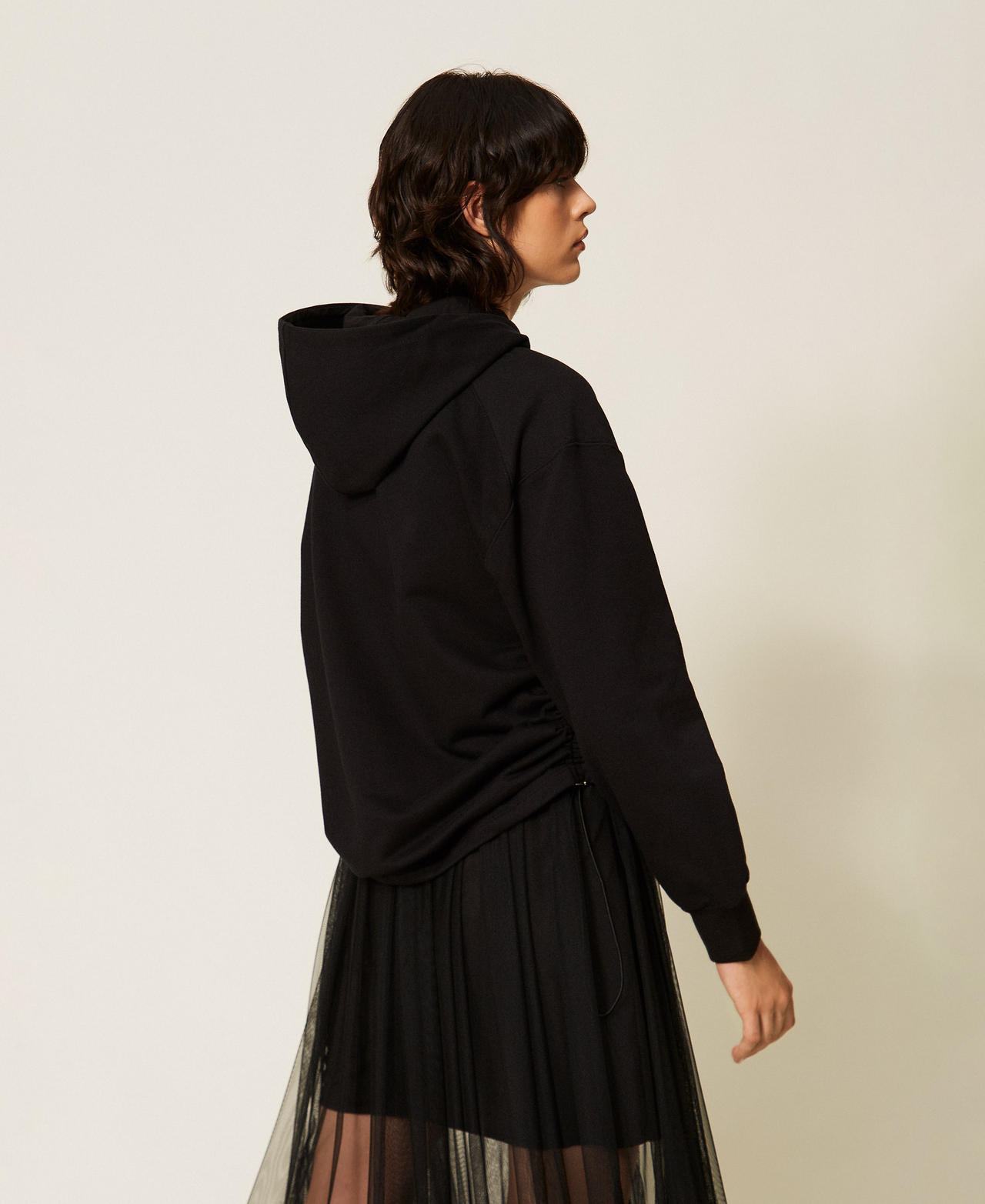 Hoodie with logo print Black Woman 262LI2GEE_00006_03