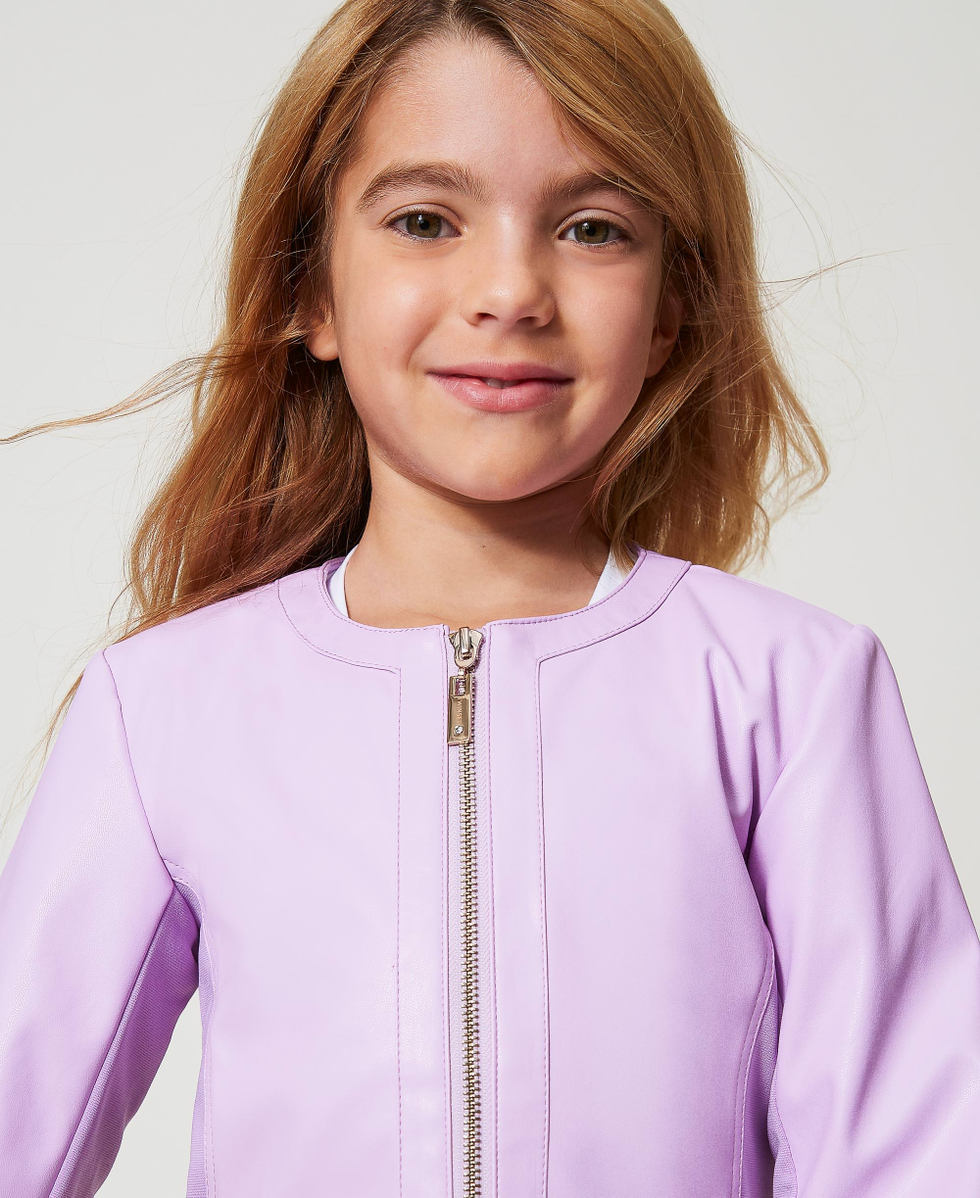 Cropped-Jacke aus Lederimitat Pastel Violet M&auml;dchen 251GJ2560_11862_04