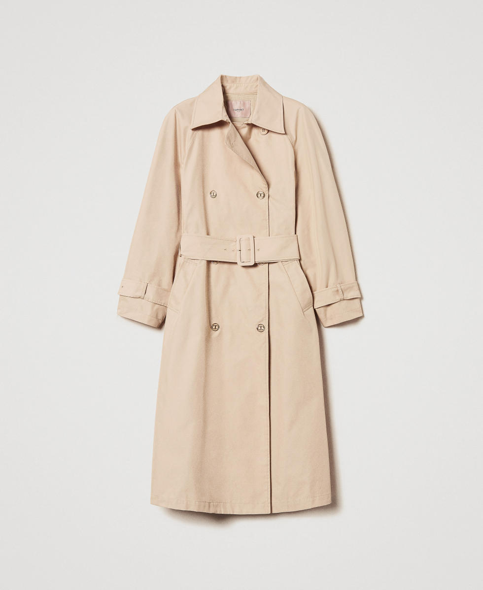 Twill trench coat with Oval T buttons Rope Beige Woman 251TP2660_12145_S0