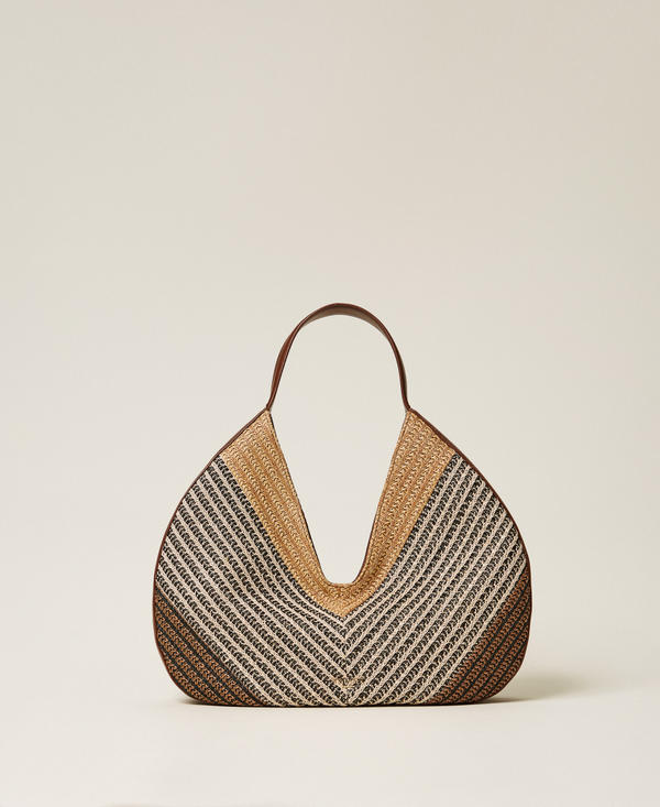 Jacquard raffia hobo bag