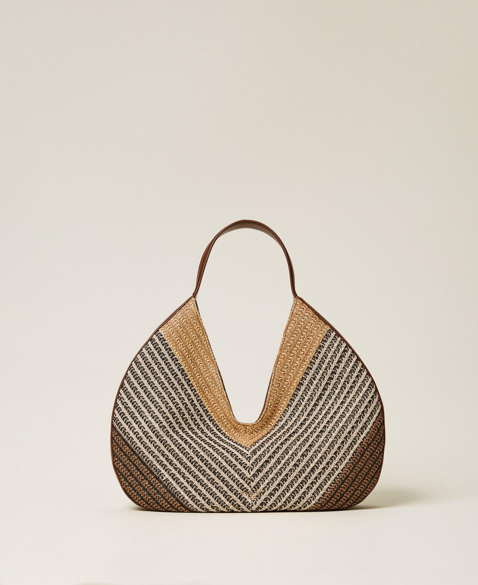 Jacquard raffia hobo bag Multicolour Straw Woman 261TD8501_13504_01
