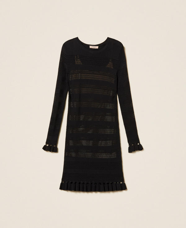 Short knit dress with ruffles