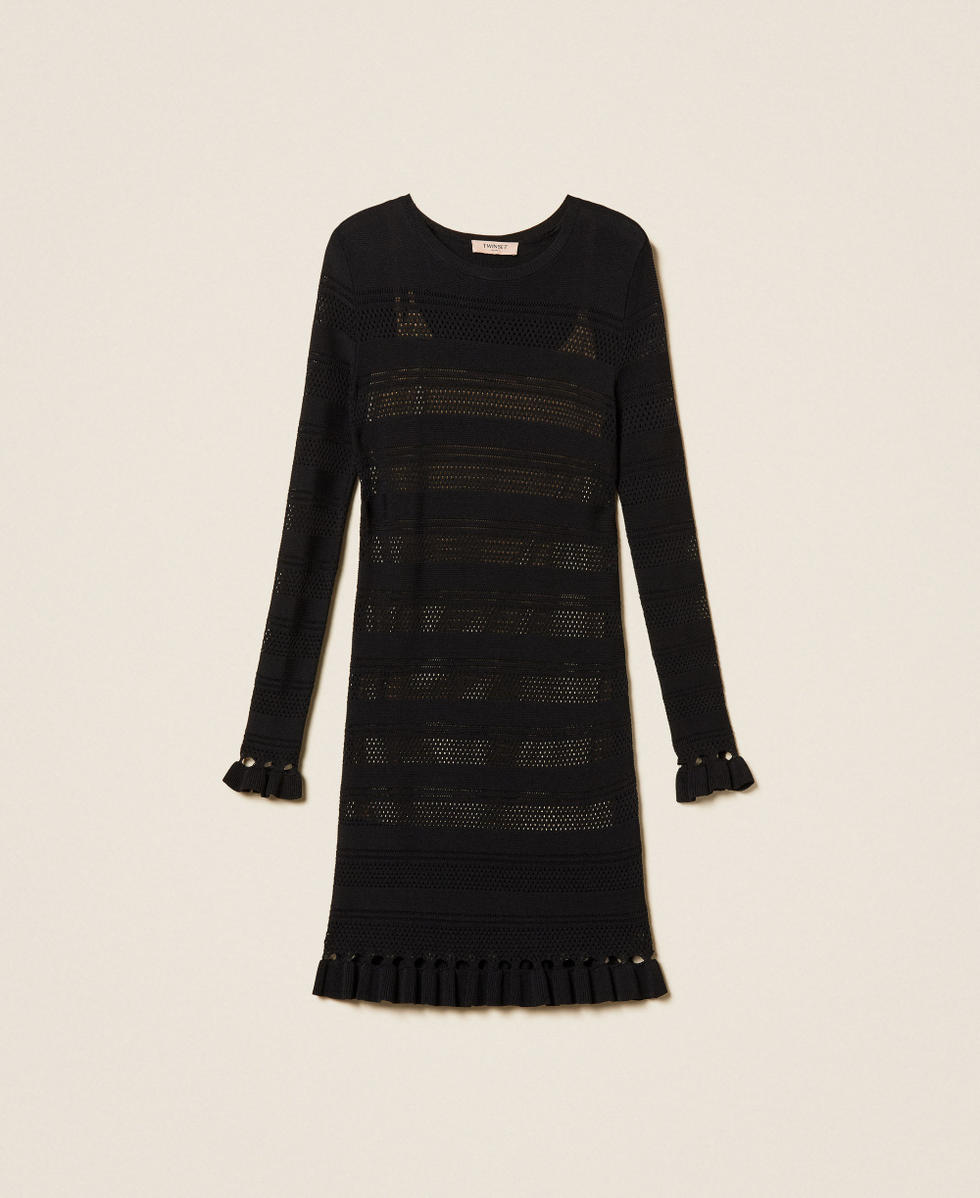 Short knit dress with ruffles
