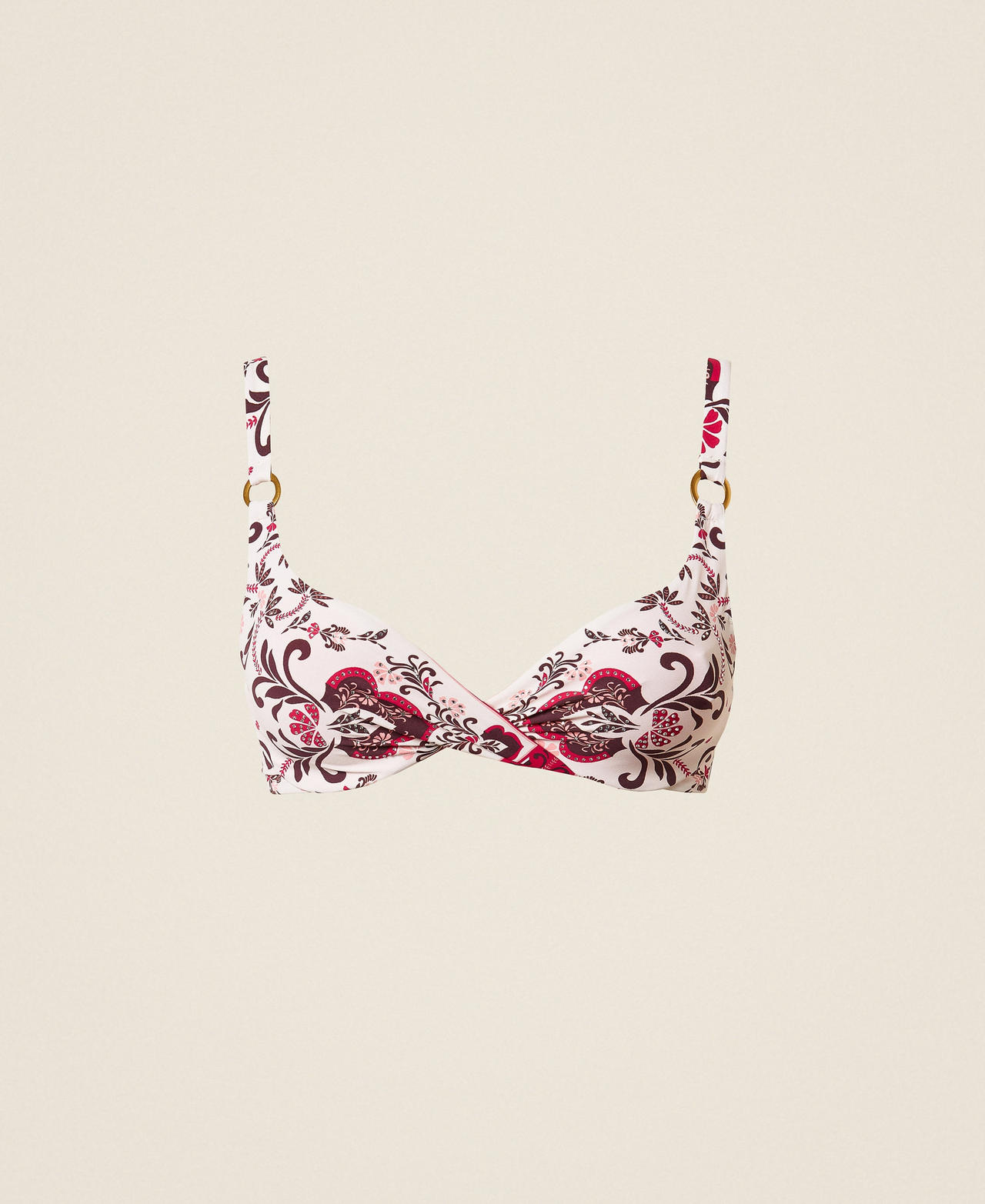 Haut de maillot de bain à armatures avec imprimé et strass