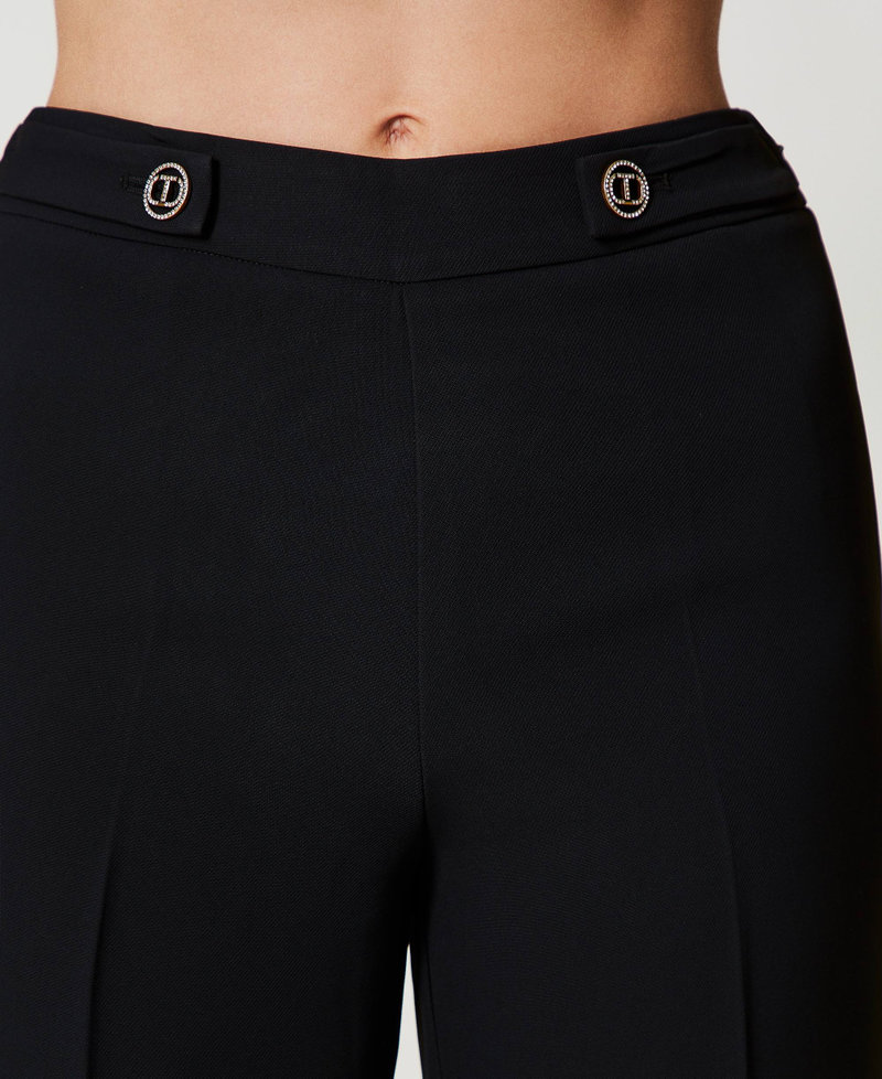 Strainght leg cady cr&ecirc;pe trousers Black Woman 242TP2351_00006_04