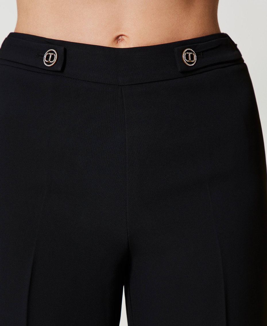 Strainght leg cady cr&ecirc;pe trousers Black Woman 242TP2351_00006_04