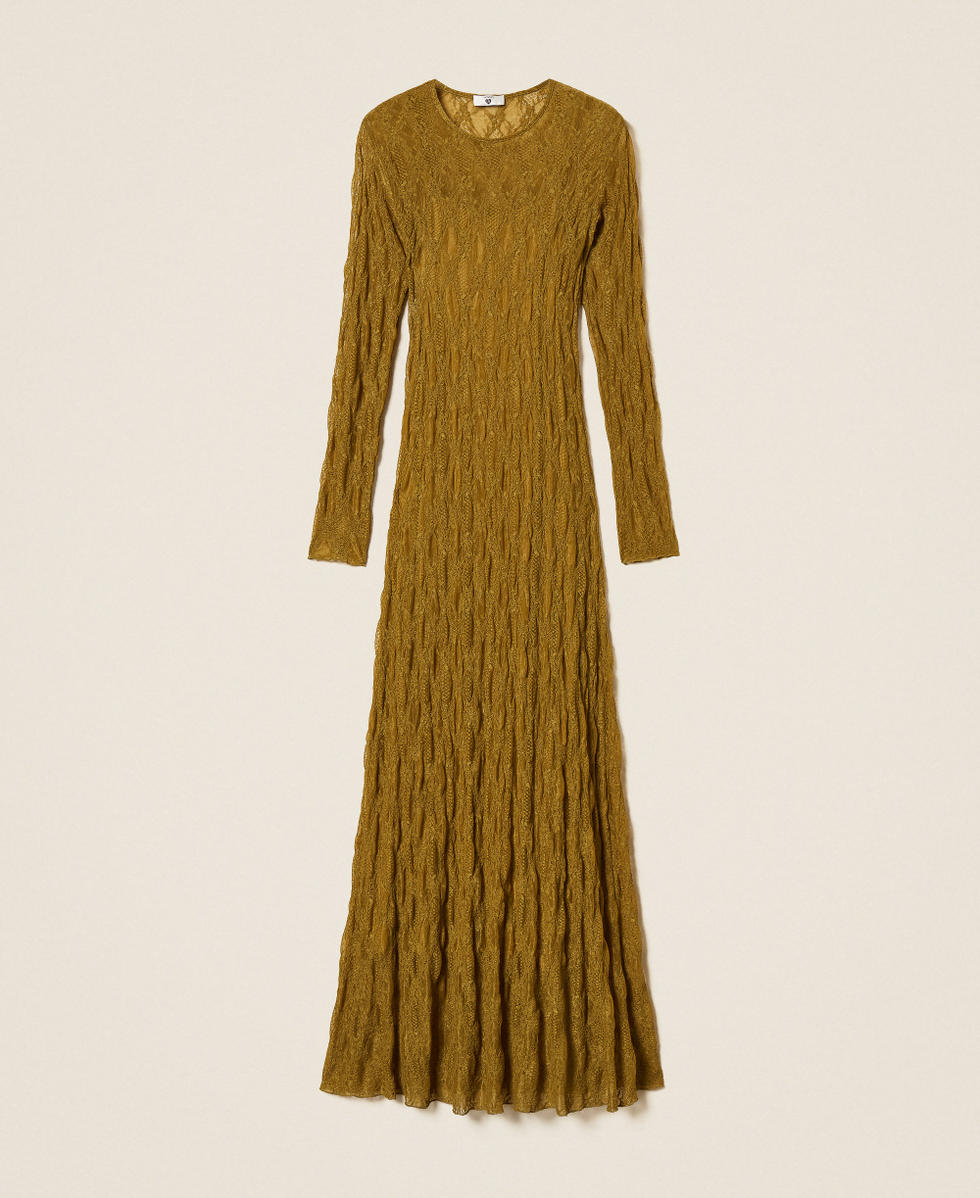 Long stretch lace dress Shiny Oil Woman 262LI2NDD_13450_S0