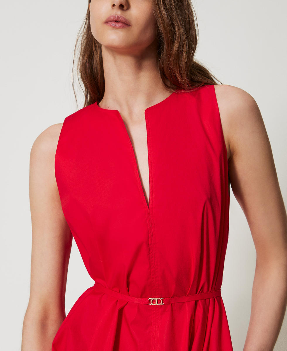 Robe longue sans manches en popeline