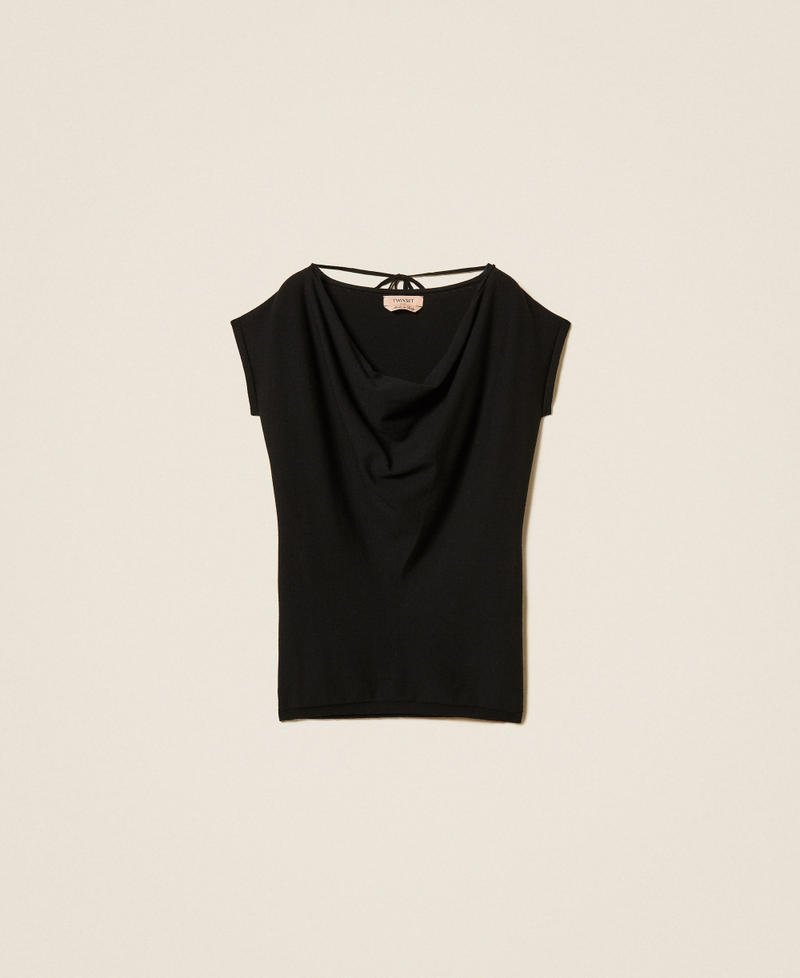 Maxi-Pullover mit Faltenwurf Schwarz Frau 262TP3Q12_00006_S0