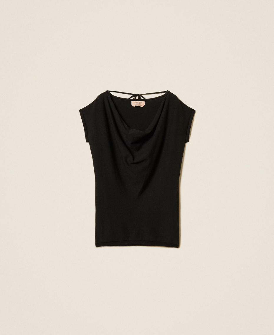 Maxi-Pullover mit Faltenwurf Schwarz Frau 262TP3Q12_00006_S0