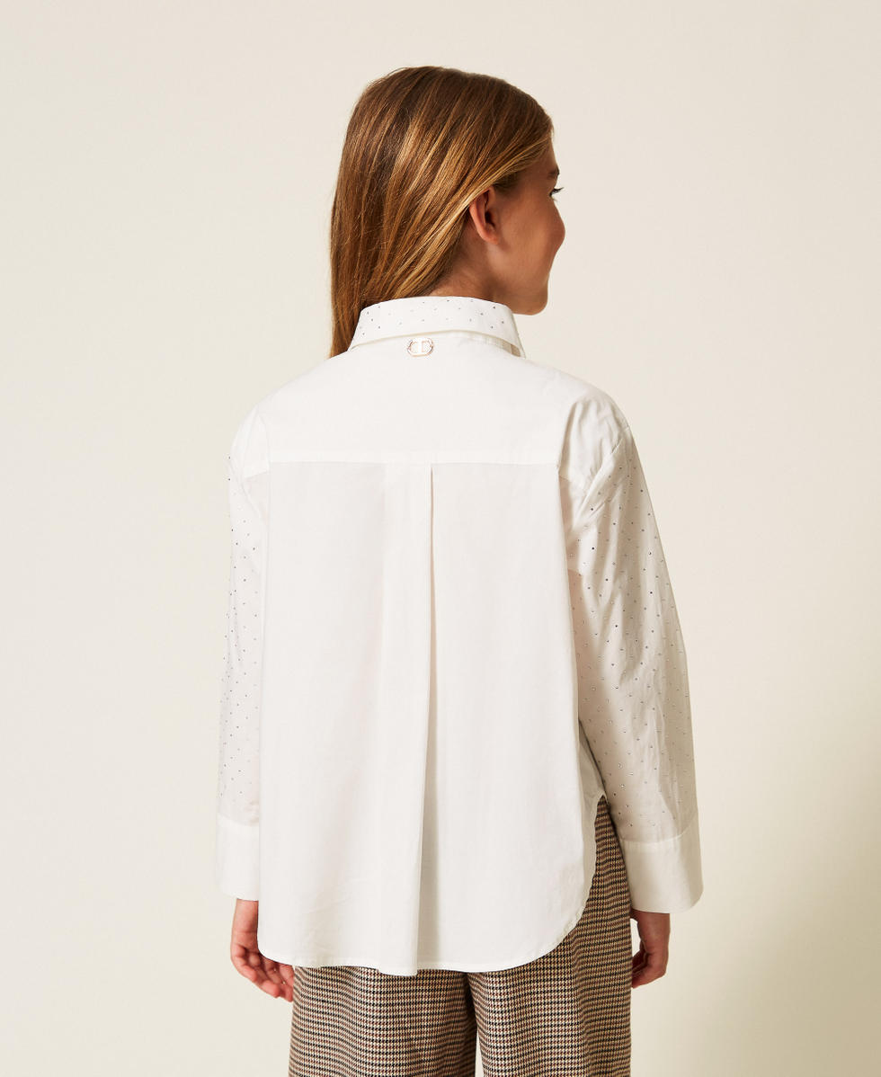 Oversize poplin shirt with rhinestones