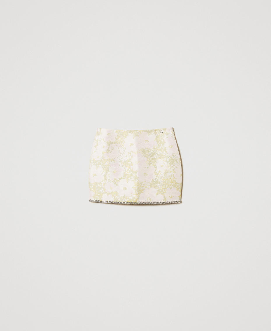 Jacquard miniskirt with hand embroidery Jacquard Flowers Woman 251AP2101_12228_S0