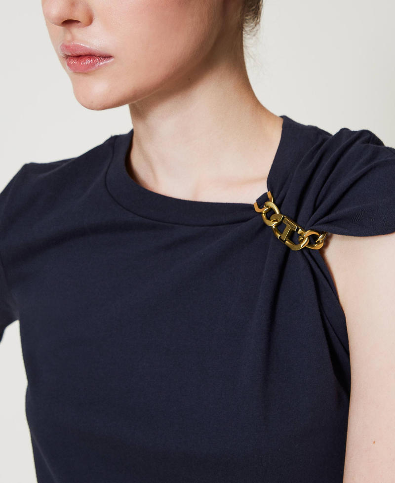 T-shirt with Oval T chain Blue Night Woman 251TP2640_00238_04