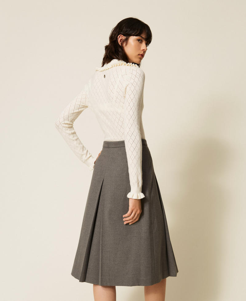 Flannel midi skirt Mid Grey Melange Woman 262AT2213_12838_03