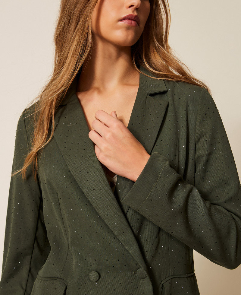 Twill blazer with studs Thyme Green Woman 261LL2PAA_12843_05