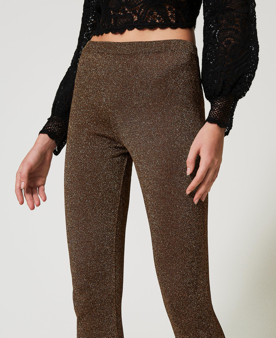 Flared knit trousers with lurex