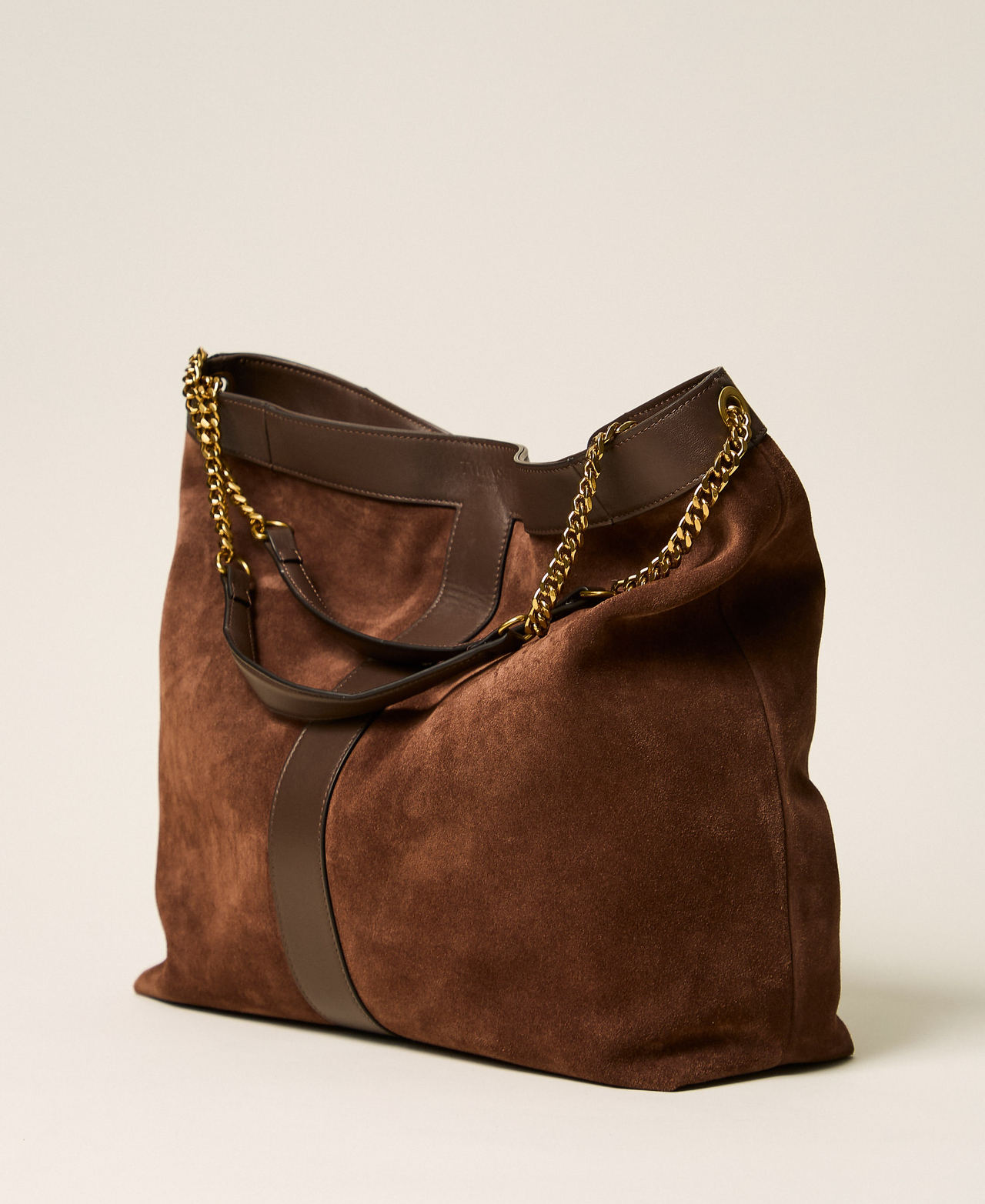 Borsa hobo in suede con logo Chocolate Lab Donna 262TD8160_10780_02