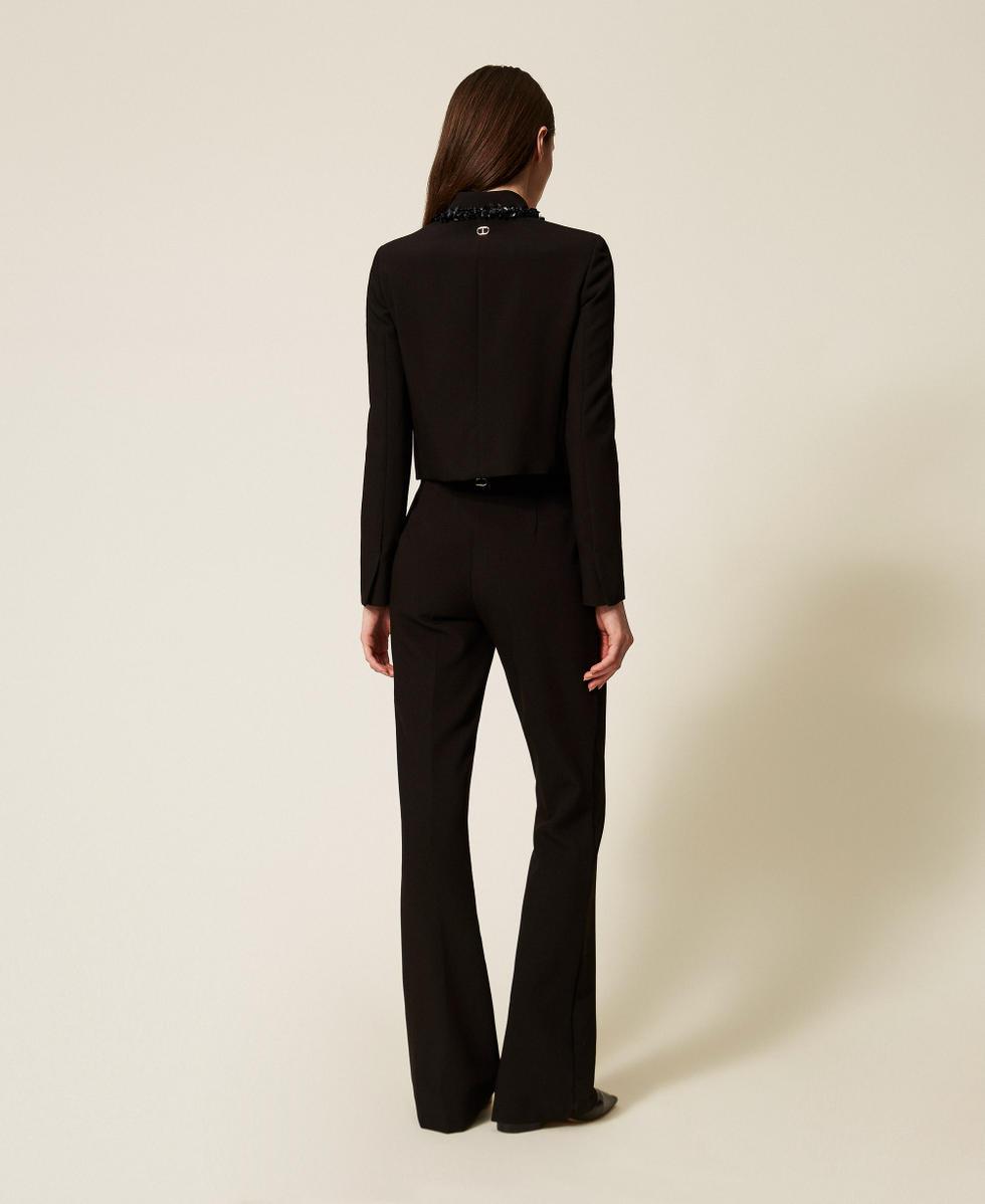 Cr&ecirc;pe palazzo trousers Black Woman 252TT2232_00006_03