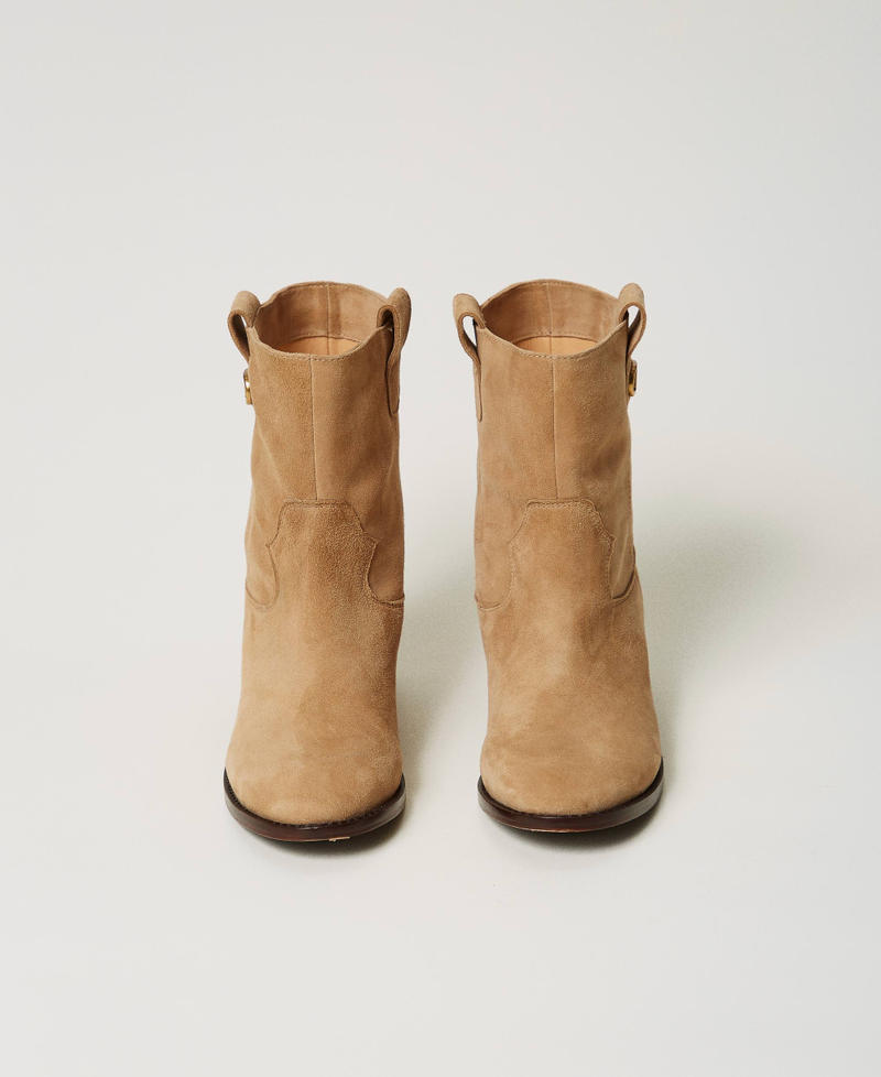 Bottines en cuir velours Chameau Femme 251TCP140_00044_04