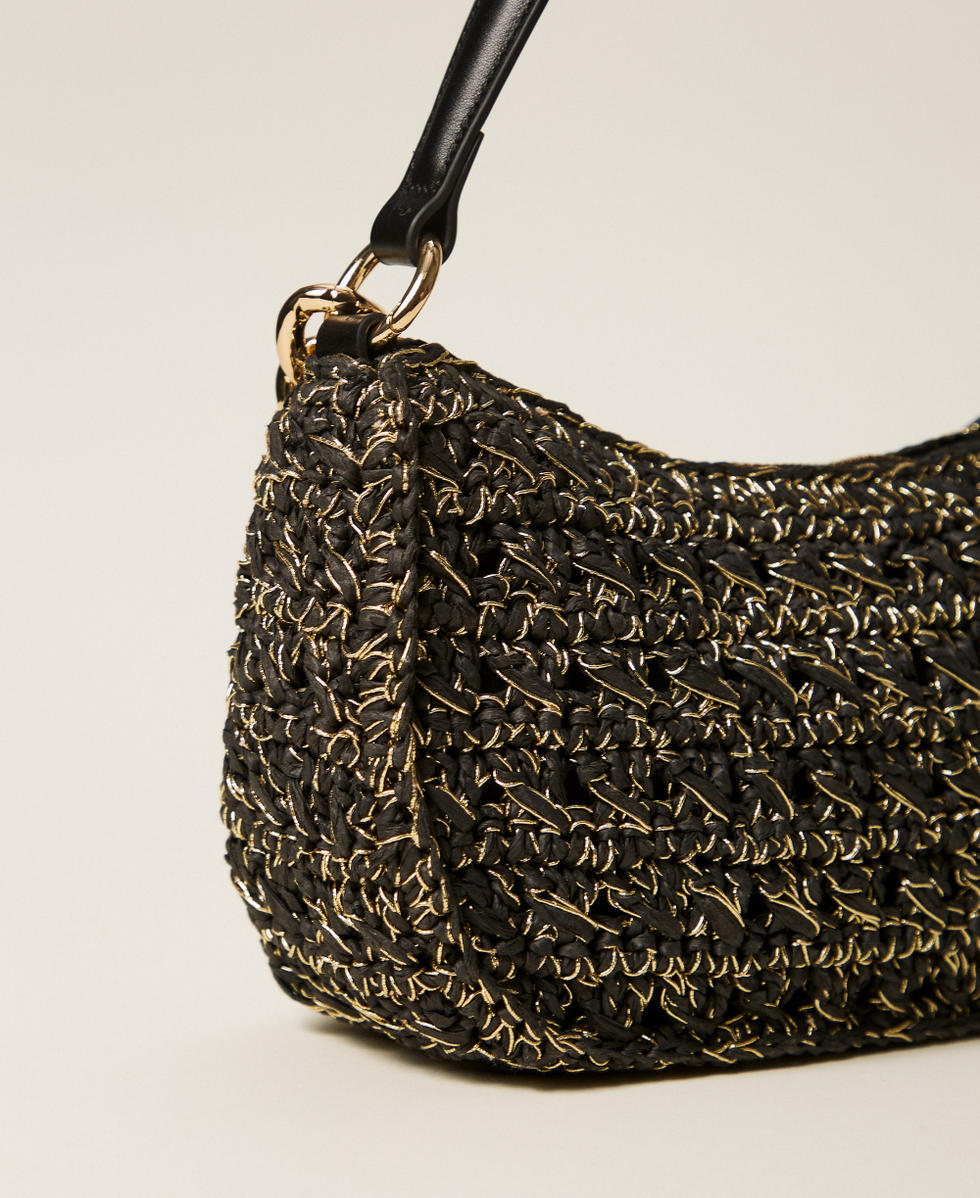 Medium crocheted raffia Liliane bag Black Woman 261TD8081_00006_03