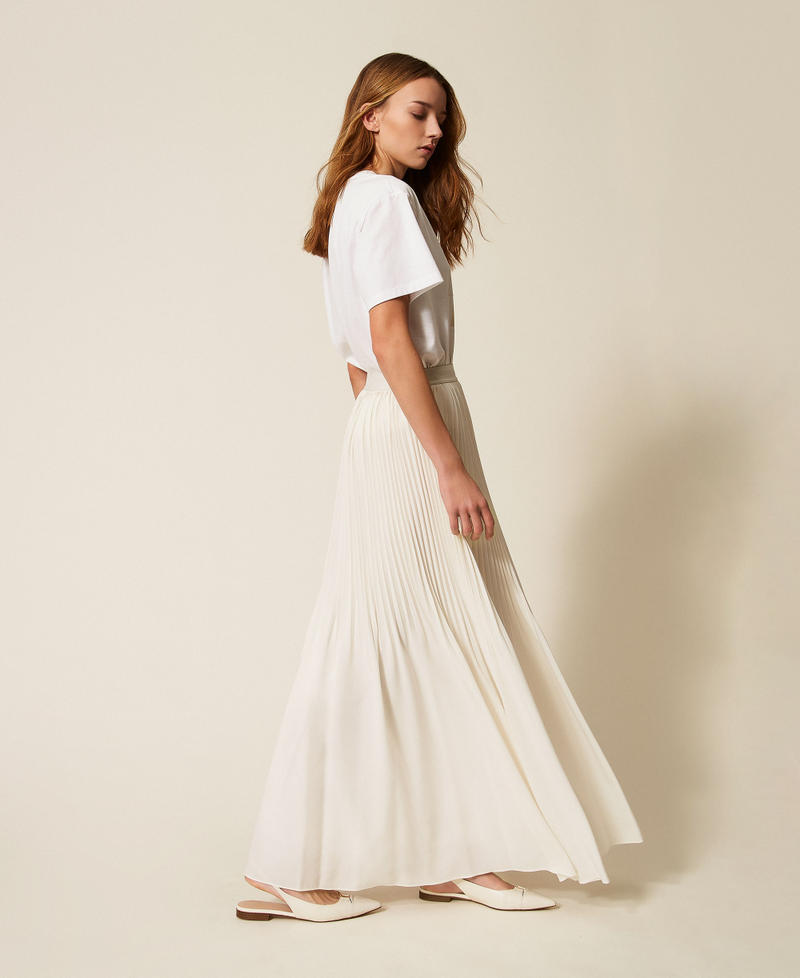 Pleated cr&ecirc;pe de Chine long skirt Lily Woman 261TE2113_00381_01