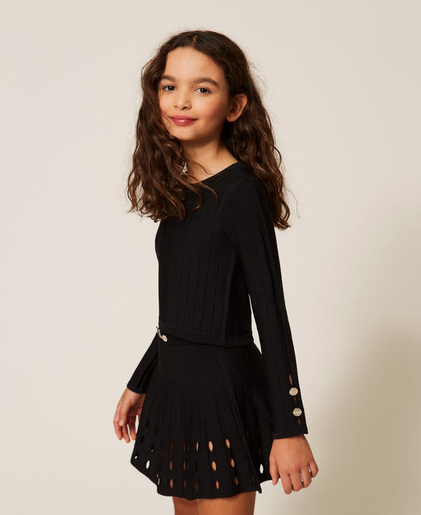 Openwork jumper with buttons