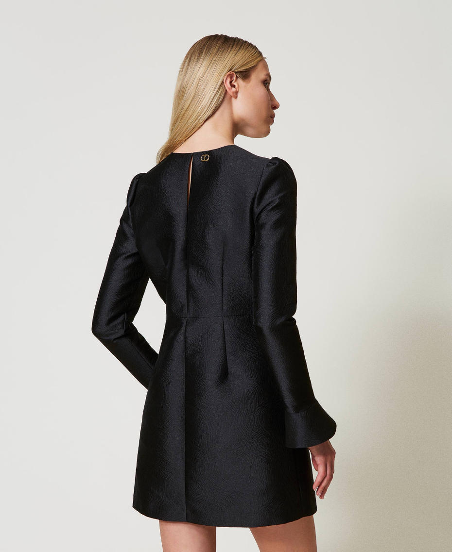 Short brocade jacquard dress Black Brocade Jacquard Woman 251TP2244_12304_03