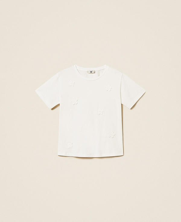 Figurbetontes T-Shirt mit H&auml;kelblumen