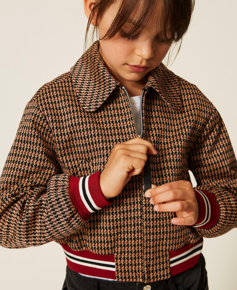 Houndstooth jacket "Iced Coffee" Brown/Red Ruby Houndstooth Girl 262GJ2090_13819_05