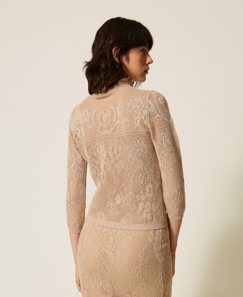 Stehkragenpullover mit Jacquard-Verarbeitung "Helles Nougat"-Beige Frau 262TF3031_14066_03