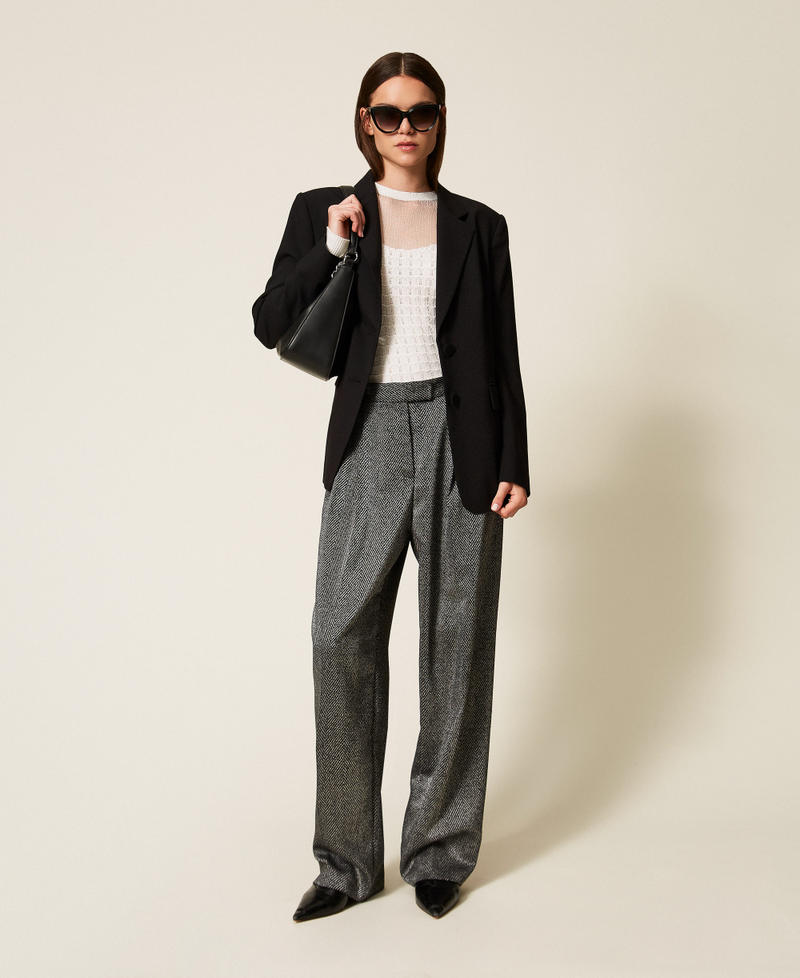 Fitted jumper with see-through yoke White Snow Woman 252AT3020_00282_T0