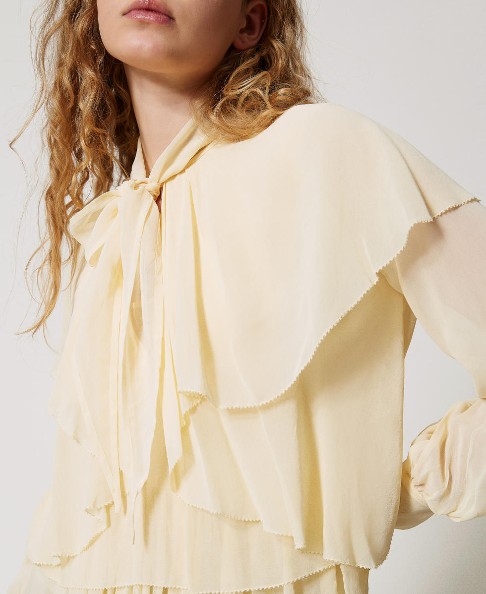 Bluse aus Georgette mit Volants Vanilla Frau 251TP2742_12143_04