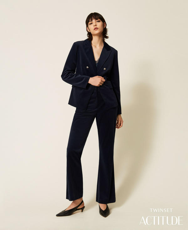 Flared velvet trousers