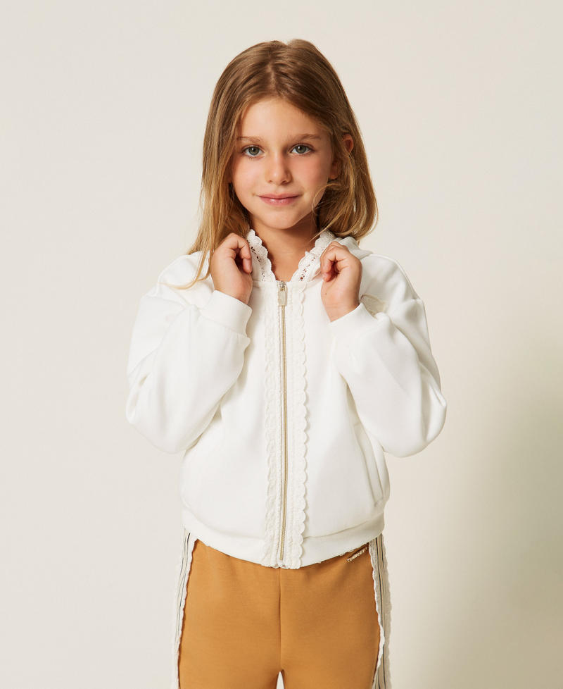Baby&acute;s scuba sweatshirt with lace White Snow Girl 262GB210C_00282_01