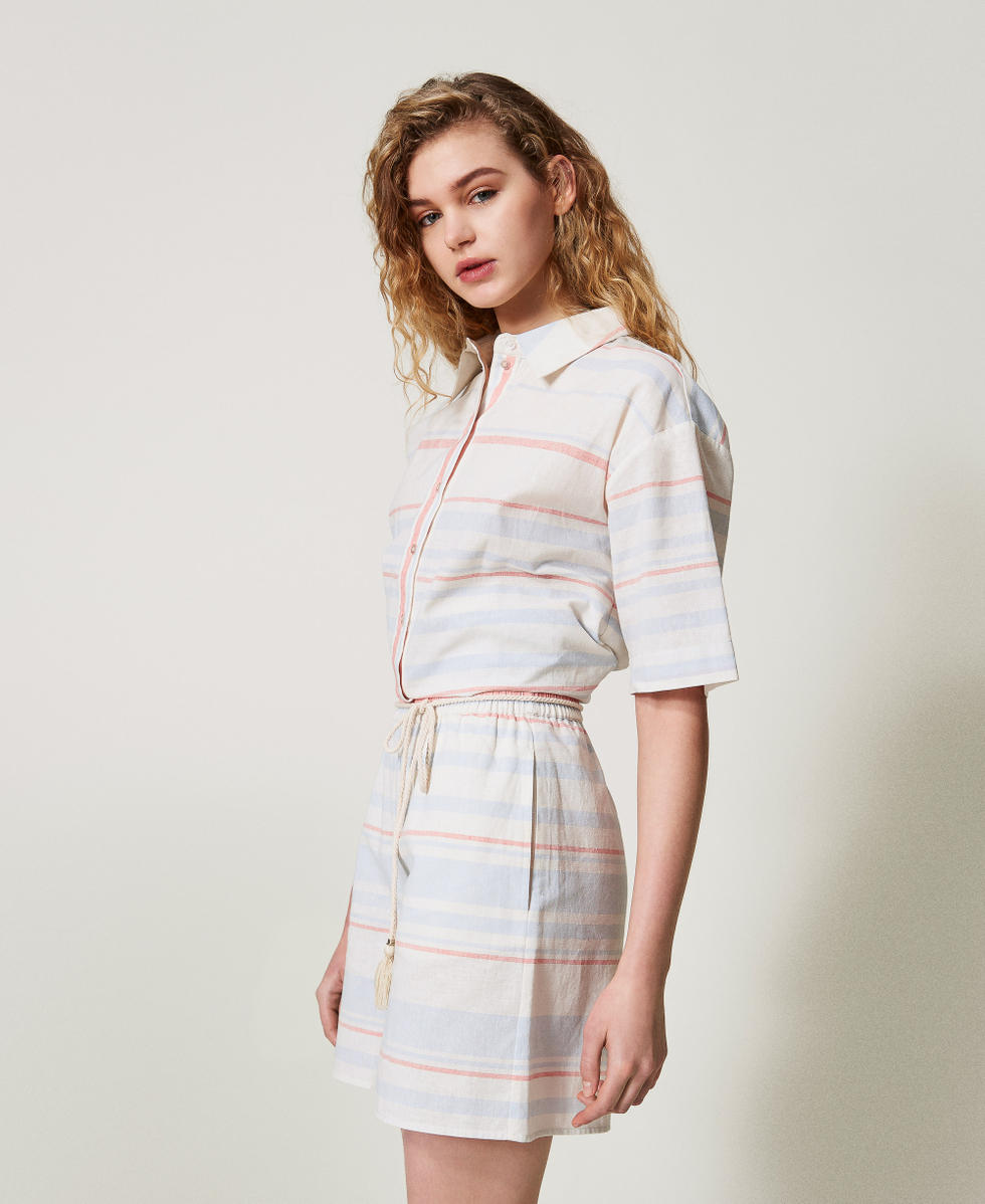 Linen-blend striped Bermuda shorts