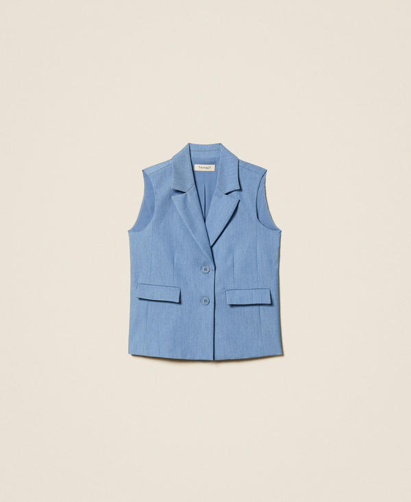 End-on-end cloth single-breasted sleeveless jacket