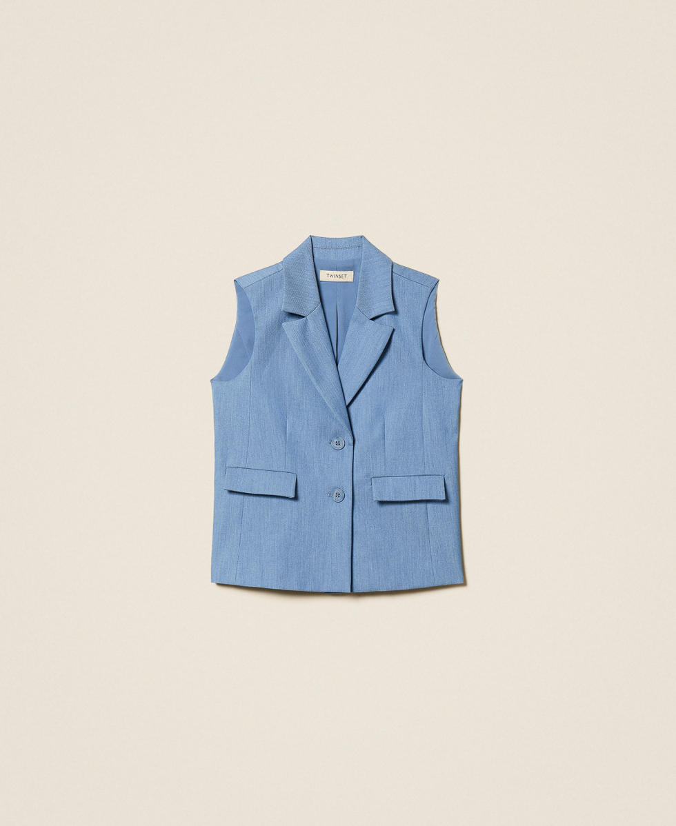 End-on-end cloth single-breasted sleeveless jacket