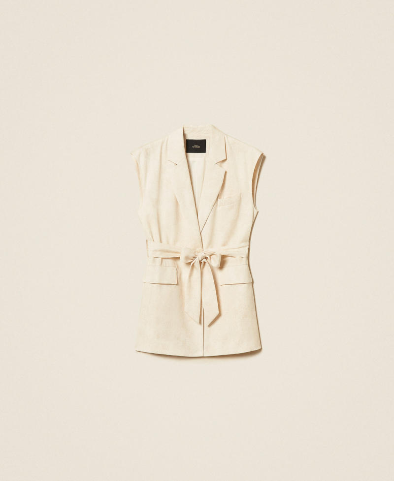 Chaleco con estampado y cintur&oacute;n Burn Wash Printed Beige &laquo;Safari&raquo; Mujer 261AT2130_13461_S0