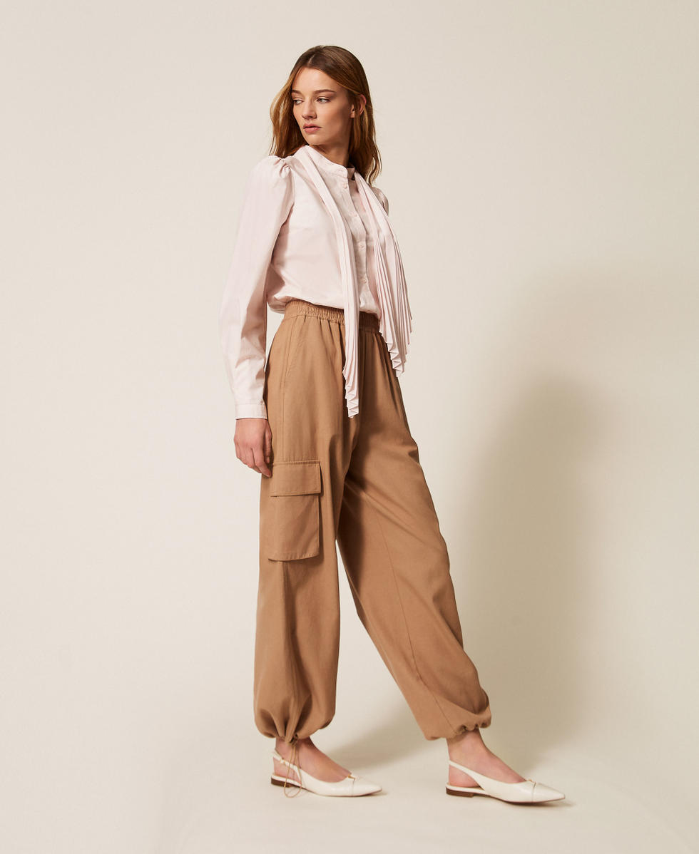 Pantalones joggers de lyocell y algod&oacute;n Natural Beige Mujer 261TE2070_12129_02