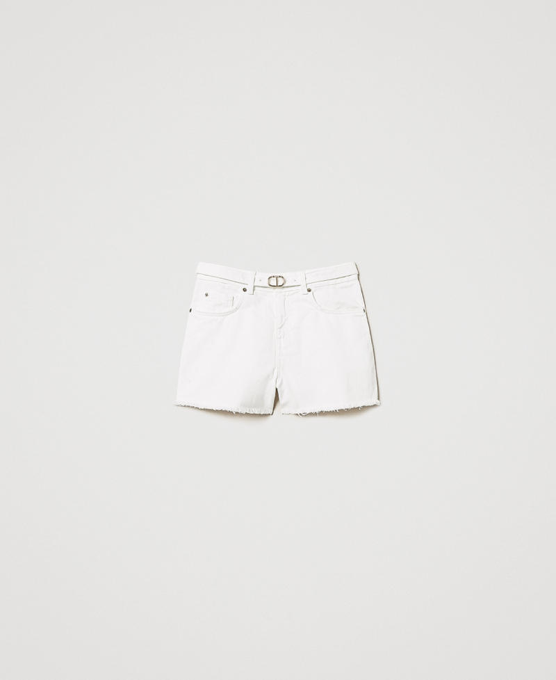 Shorts de bull con cinturón Denim Blanco Mujer 251TT2211_01226_S0