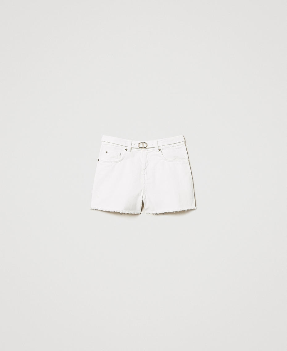 Shorts in bull with belt White Denim Woman 251TT2211_01226_S0