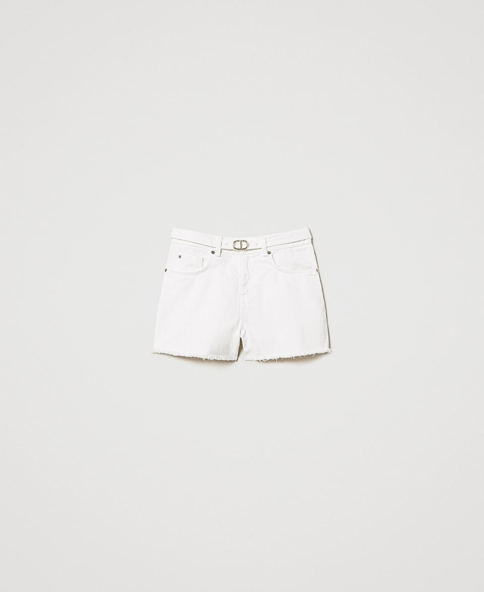 Shorts in bull with belt White Denim Woman 251TT2211_01226_S0