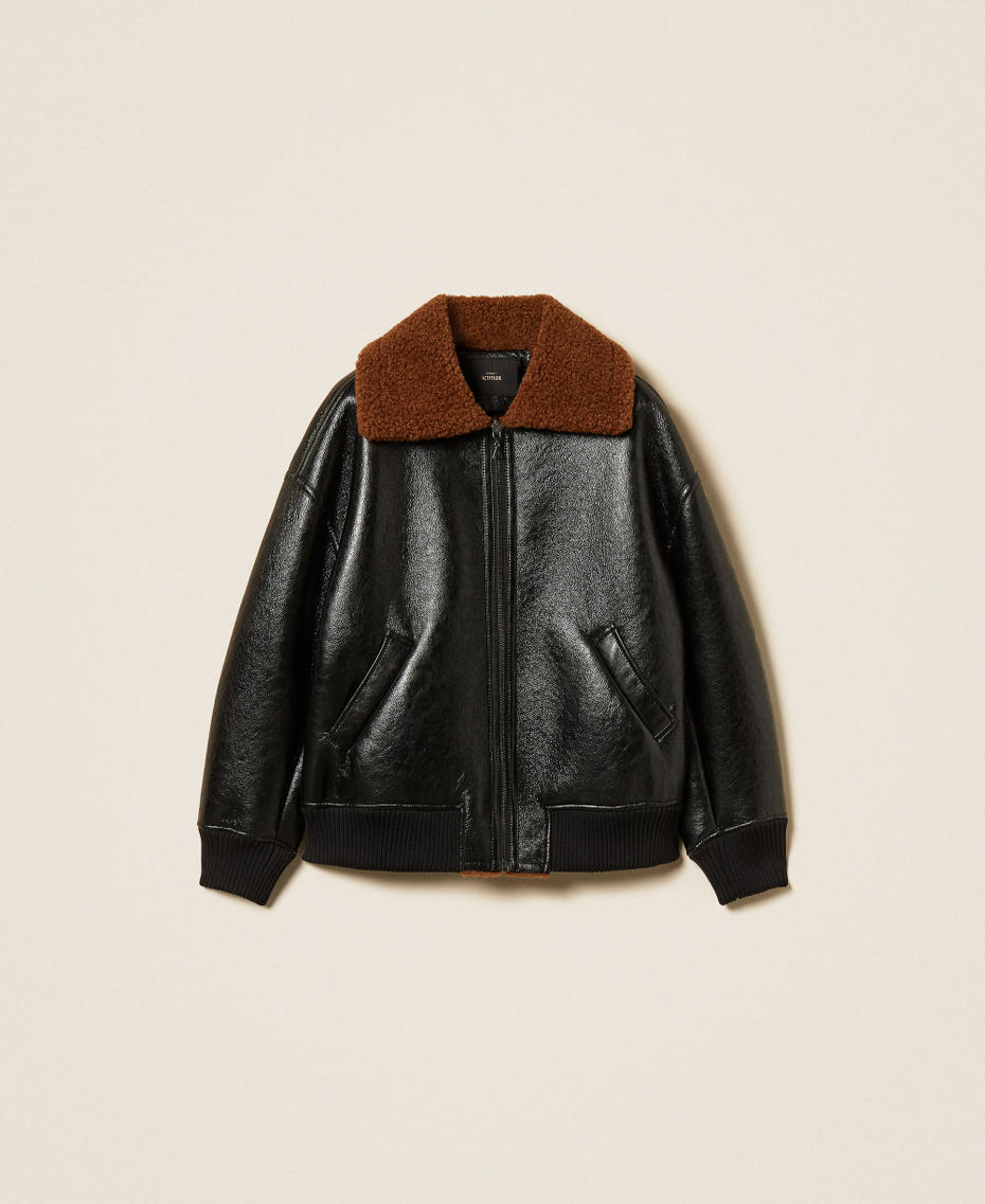 Bomber imbottito effetto montone Nero Donna 262AP2180_00006_S0