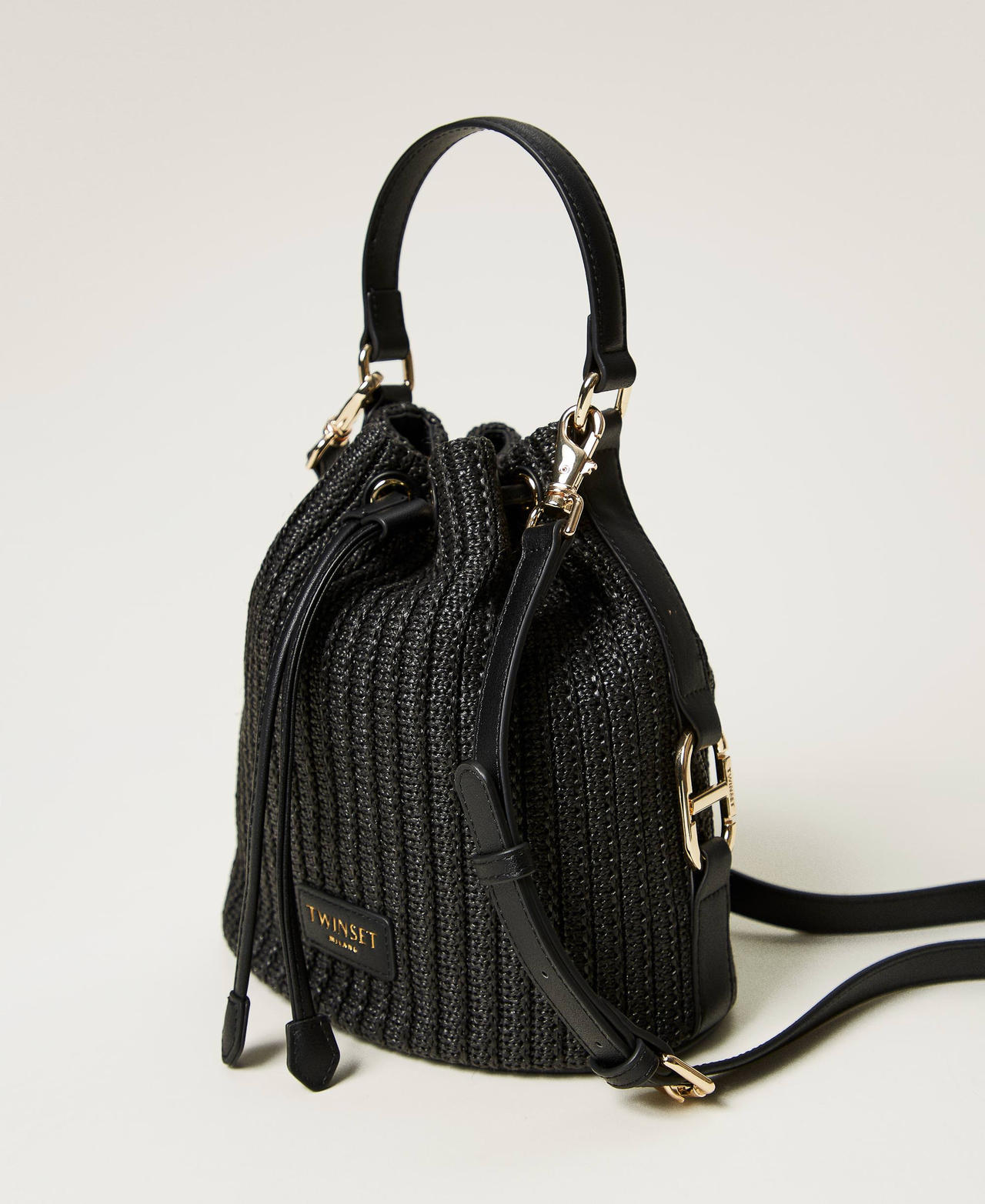 ‘Grace’ faux straw bucket bag Black Woman 251TB7381_00006_02