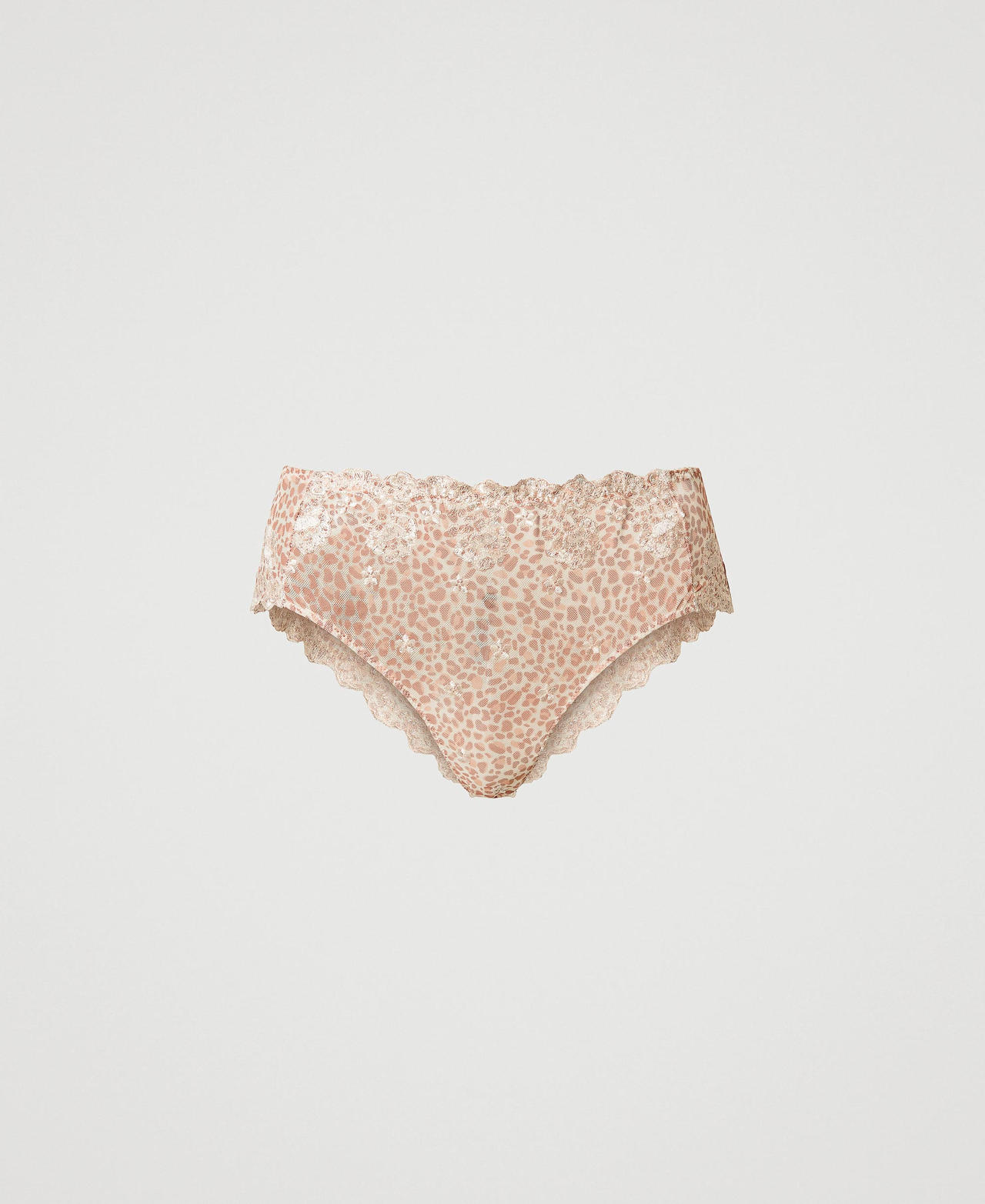 Scee by twin set Slip brasiliana in tulle animalier